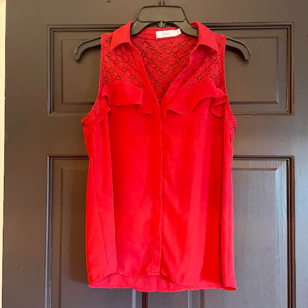 Candie's Red Sheer Tank Top: Size S